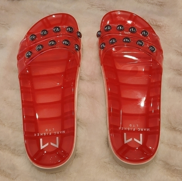 Brand New NIB Marc Fisher Trent Jelly Slide Sandals in Pink size 9 - Picture 5 of 13